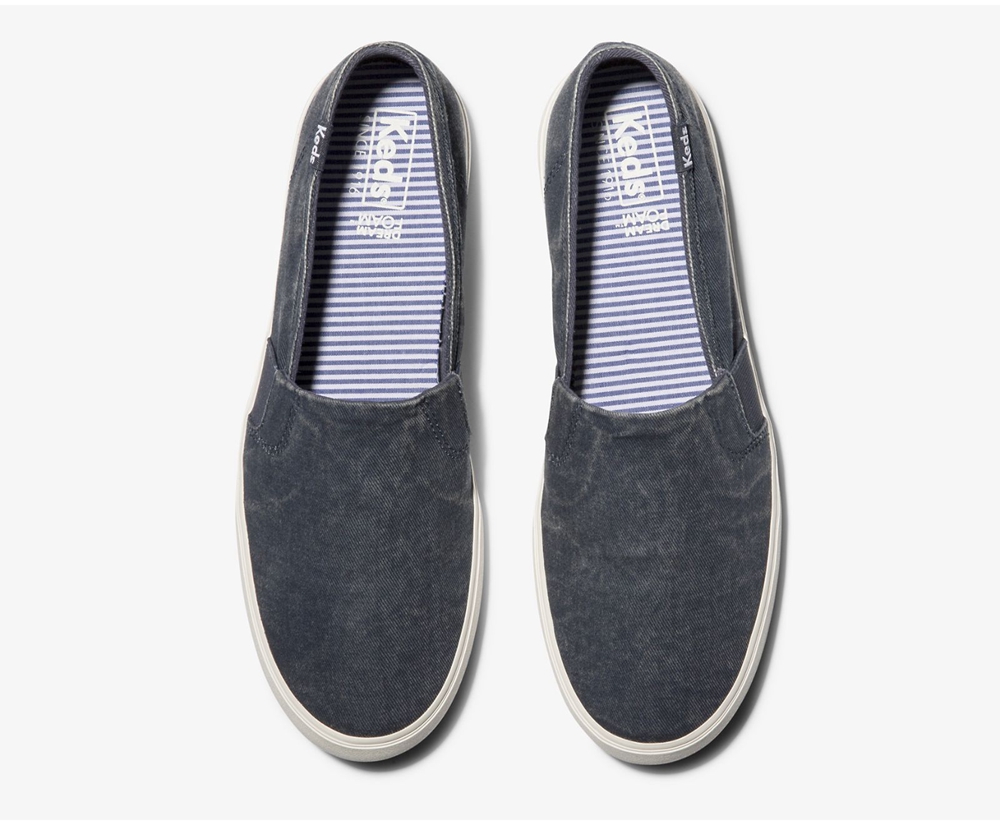 Slip Ons Keds Mujer Azul Marino - Clipper Washed Solids - 316-ASQLGW